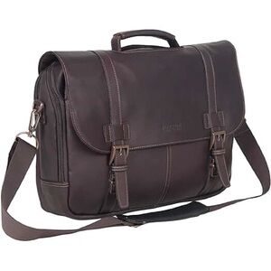 Kenneth Cole Reaction Genuine Brown Leather Business Portfolio Messenger Bag